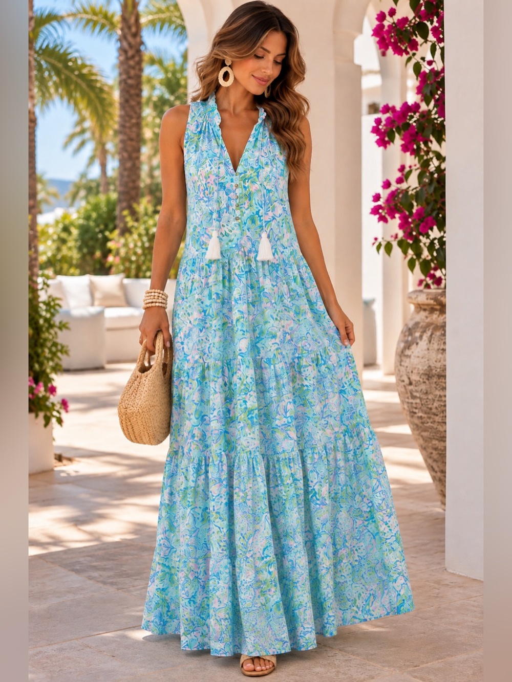Lilly Pulitzer Malone Maxi Dress Surf Blue Soleil It On Me Size S NWT $198